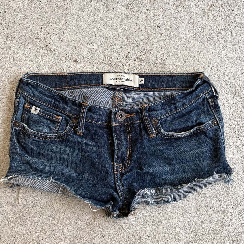 Abercrombie & Fitch Y2K Dark Wash Denim Stretch Cut Off Shorts Size 10